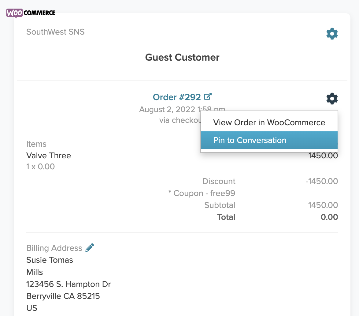 WooCommerce Orders Can Now Be Pinned to Conversations