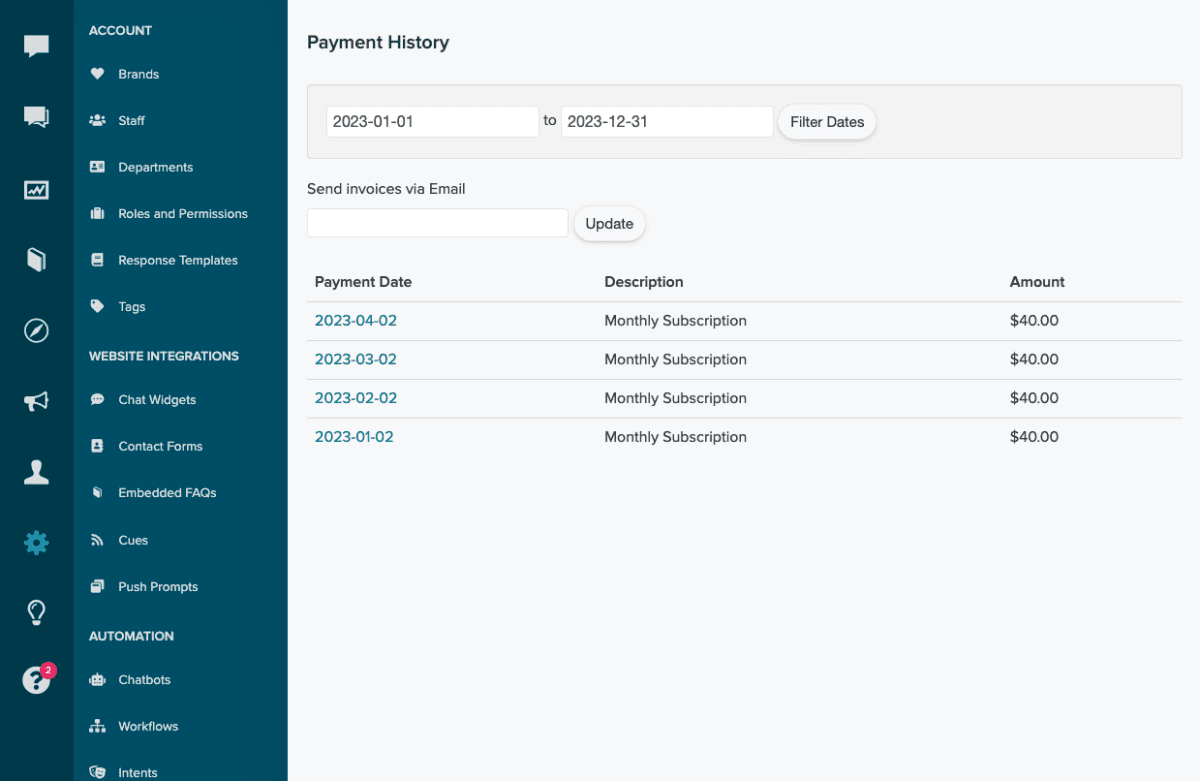Now you can send account invoices directly from Re:amaze