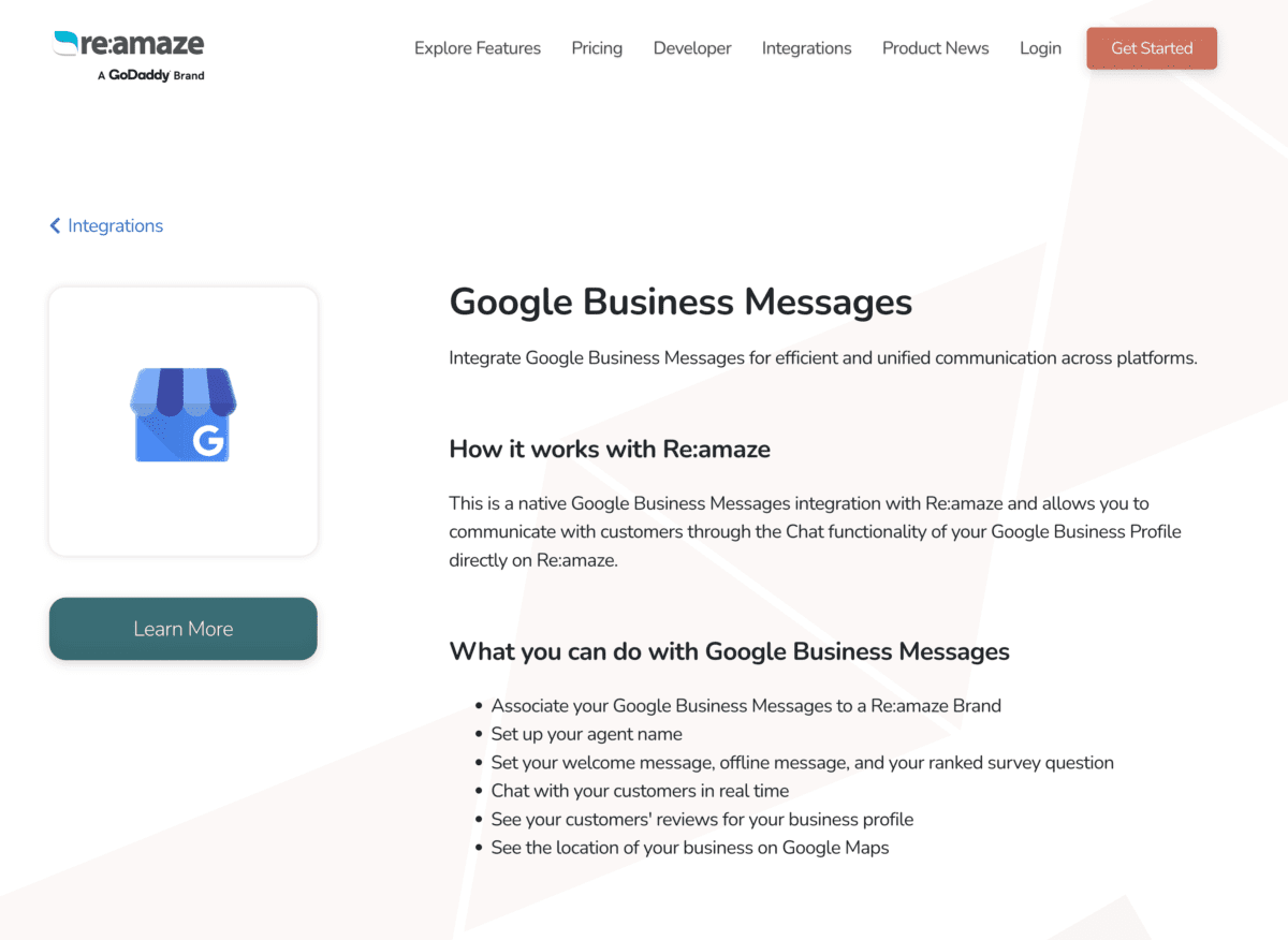 Google Business Messages Integration For Re:amaze